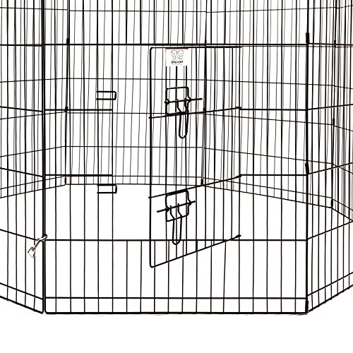 Idealchoiceproduct 36 inch Pet Playpen Pet Pen Folding Wire Dog Exercise Pen Pet Fence Yard Fence 8 Panel Cage 24-42 Inch-Black Color