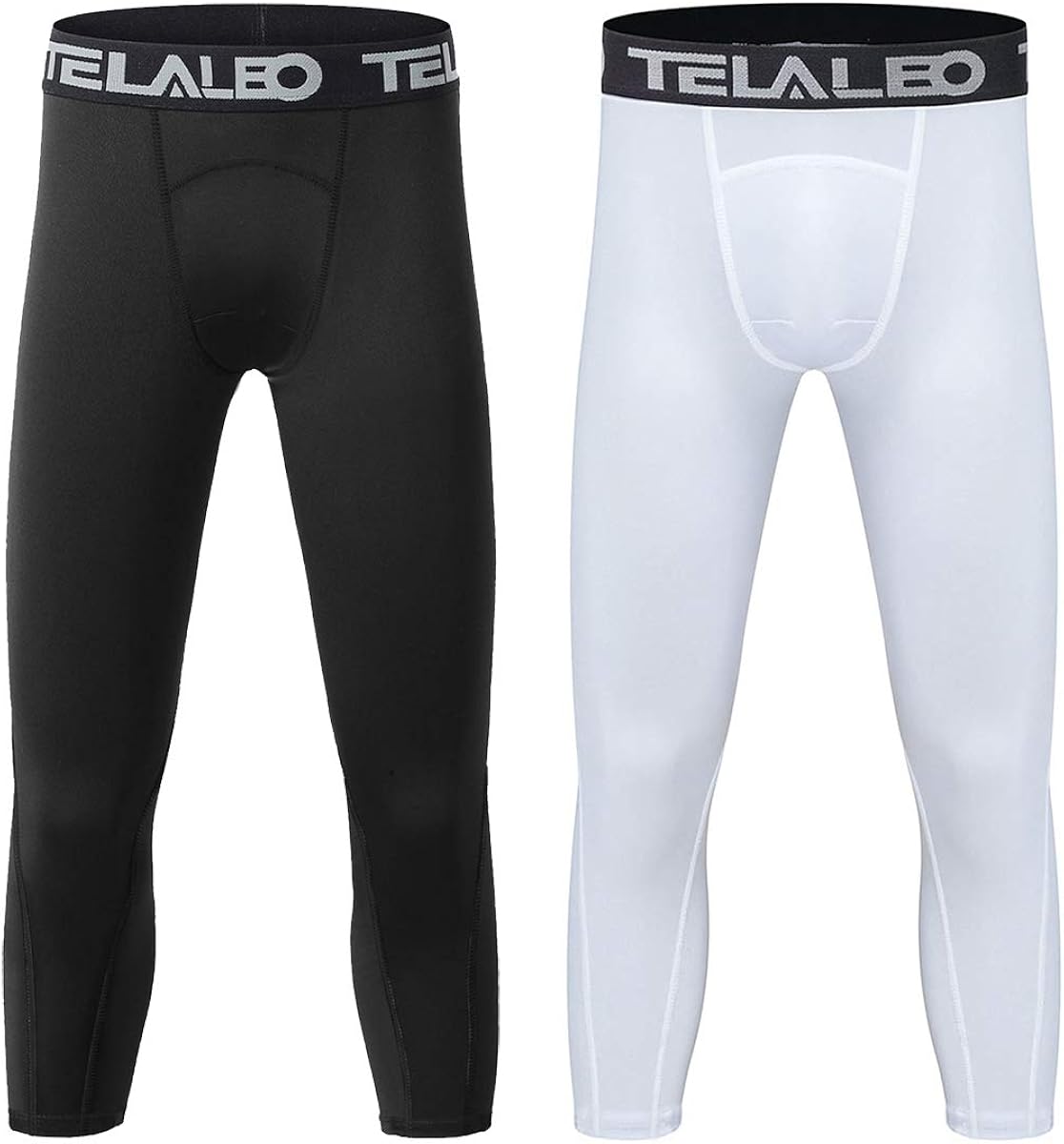 TELALEO Boys Youth Compression Pants Base Layer 3/4 Sports Tights Running Leggings Capris Kids for Workout Training: Clothing