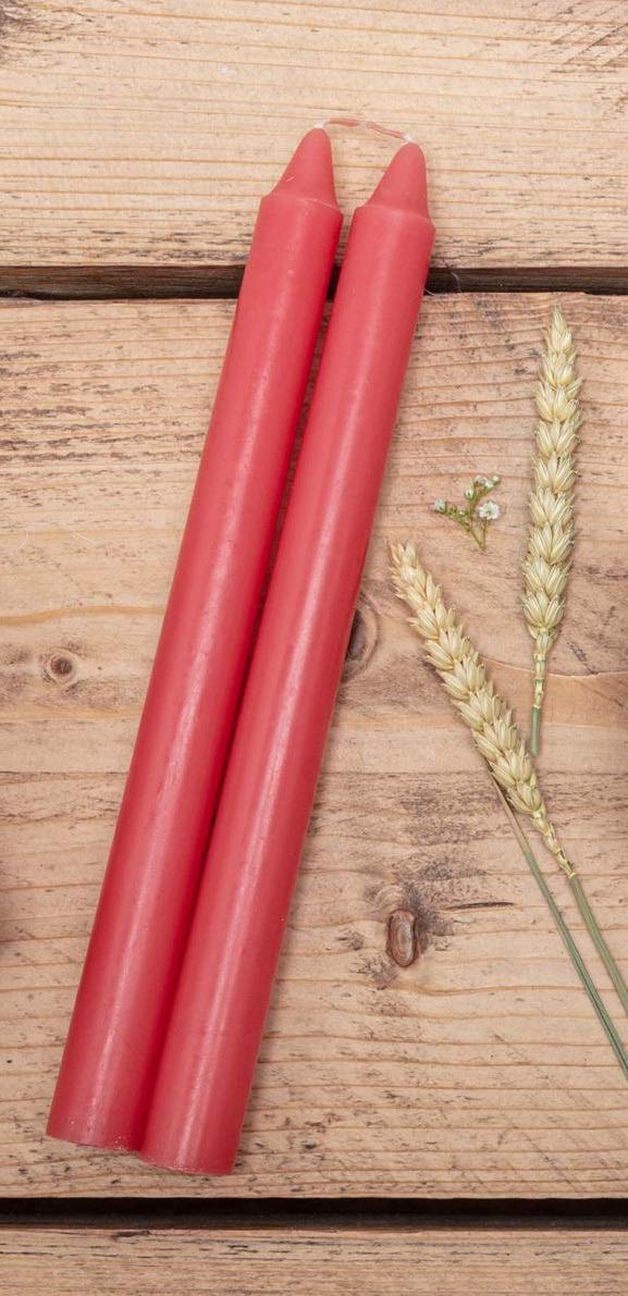 BellaMira Lifestyle Accessories French Cancan Spicy Scented Tapered Dinner Candle Delicate Red Indoor Use 16 Hours Burn Time (1 Pair - 2 Candles)