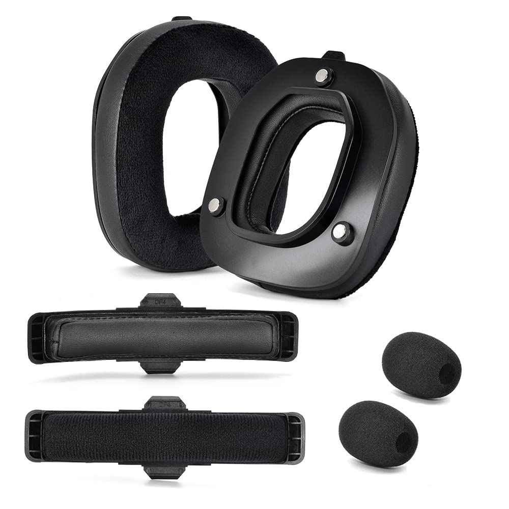 Yaowanguan A50 Gen 4 Mod Kit - Replacement Earpads Headbands for ASTRO Gaming A50 Wireless Headset Gen 4,Microphone Foam,Ear Cushions/Cups,A50 Gen 4 Accessories,Added Thickness(Black Protein+Velvet)