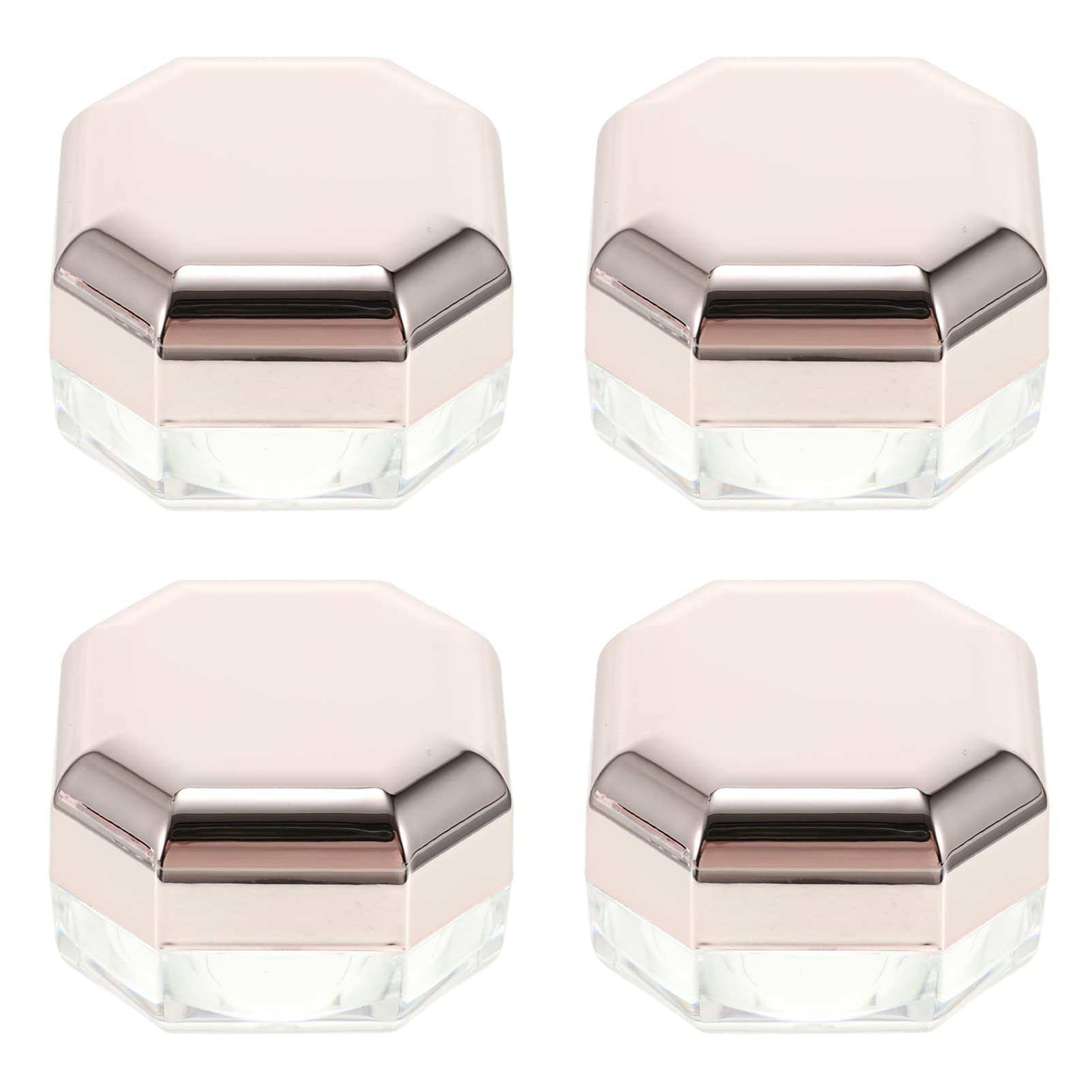 Healifty 4pcs Empty Loose Powder Compact Container Octagonal Makeup Loose Powder Box Travel Containers Dispenser Case with Net Sifter and Lid for Home and Travel Rose Gold