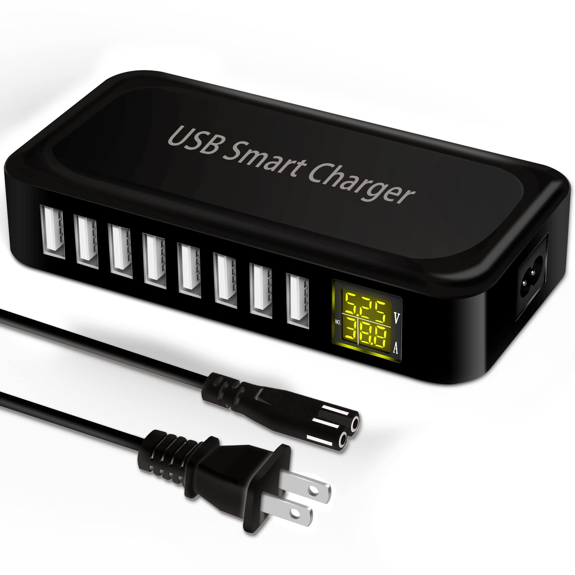 Photo 1 of USB Charging Station, Ziwodiv 8-Port 60W/12A USB Charger Station, Multi Ports USB-A Charging Hub with LED Display, Compact Desktop Charger for Multiple Devices, iPhone iPad Samsung Android and Tablet