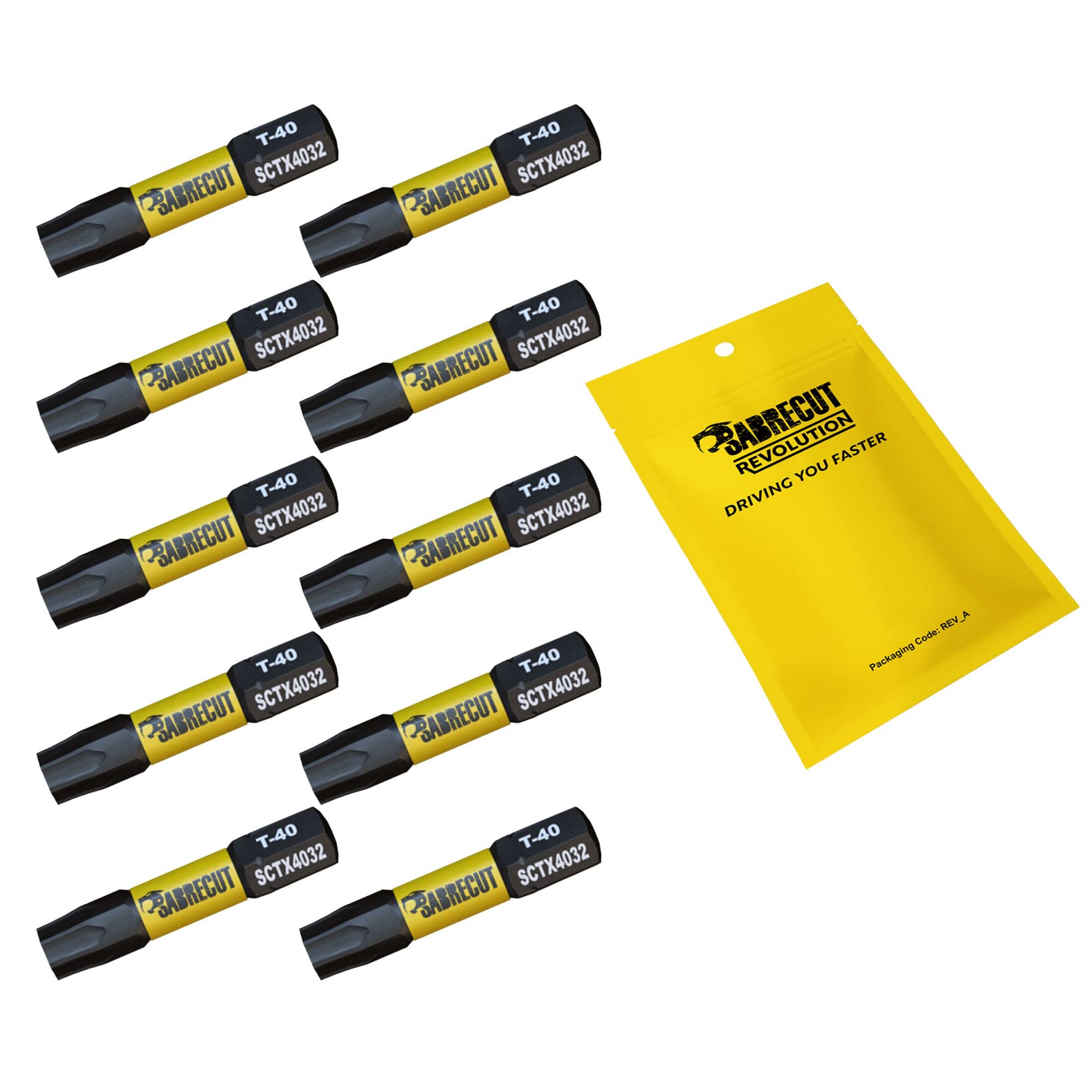 10 x SabreCut SCTX4032_10 32mm T40 TX40 Magnetic Impact Screwdriver Driver Bits Set Torx Heavy Duty