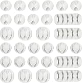 URAQT Cable Clips Holders 30 Pcs Silicone Adhesive Desk Cord Organizer White