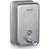 anydry Commercial-Grade Manual Soap Dispenser, Durable Brushed Stainless Steel Finish, 37oz (1100ml) Liquid, Wall-Mounted for Bathroom & Kitchen