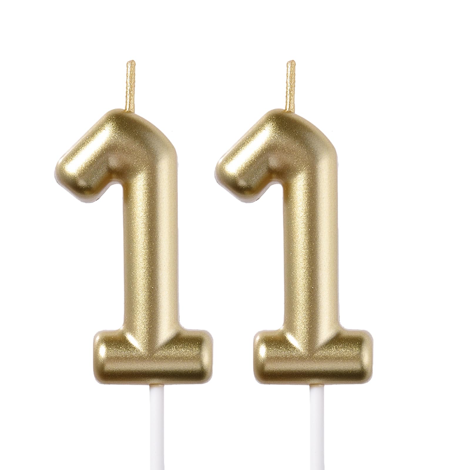 Photo 1 of 2.35 Inch Gold 11 Birthday Candles, 3D Diamond Number 11th Cake Topper for Boys Girls Birthday Party Decorations Theme Party