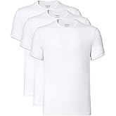 COLORFULLEAF Men's Undershirts Bamboo Rayon Short Sleeve Crewneck/V-Neck Tees Slim-fit T-Shirts 3 or 5 Pack