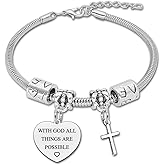 DlaeKua Christian Bracelets for Women Positive Quotes Gifts Religious Gifts Baptism Presents for Daughter Granddaughter Faith Gift for Goddaughter Godson Inspirational Gift for Her Christmas Presents