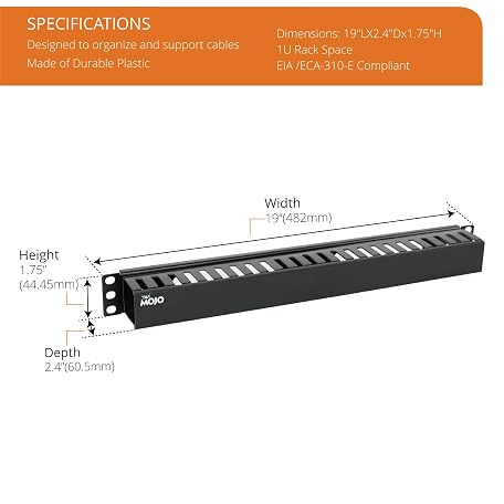 Mua Tecmojo 1U Server Rack Cable Management, Plastic Horizontal Rack ...