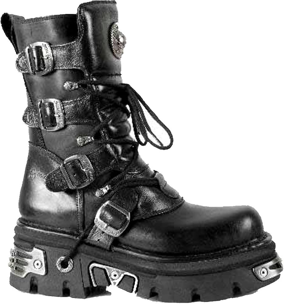 Newrock 373-S3 Damen Schwarz 100% Leder Gothic Punk Emo Rock Biker Boots