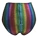 Pinda Holographic Rainbow Hight Waisted Laced Up Rave Crop Top Shorts