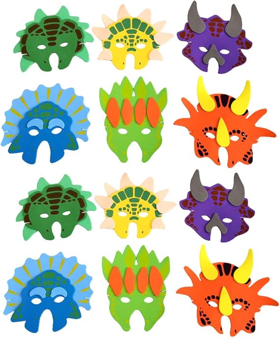 Amazon Qidiwin 子供用 Evaフォーム 恐竜マスク 12個入り ままごと ごっこ遊び 服 ファッション小物