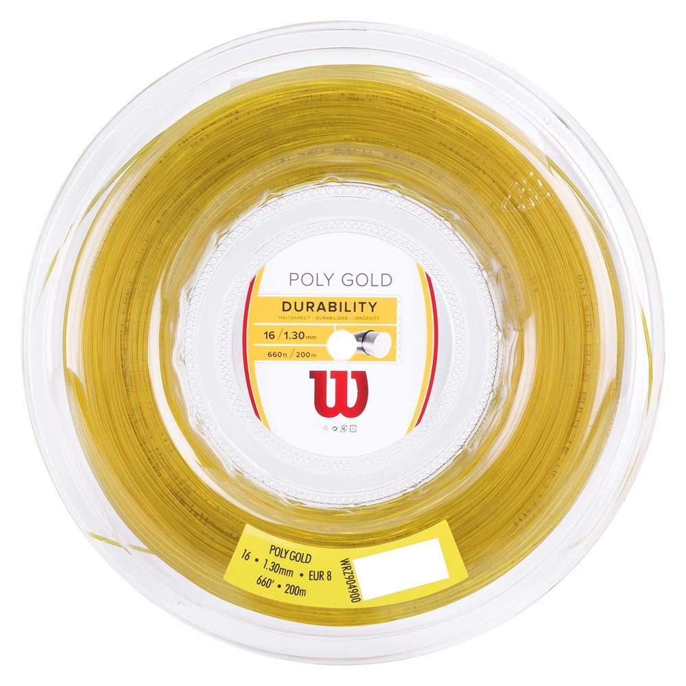 Wilson Poly Gold Tennis String, Polyester, 16, Diameter: 1.3 mm, Orange, 200 m, 1 Roll