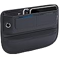 Premium Leather Car Seat Gap Filler Organizer, Universal Fit Car Accessories for Women/Men Interior, Car Center Console Organizer with Card Slots for Car Suv Truck (Black, 1 Pack)
