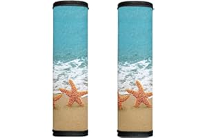 Horeset Summer Beach Print Comfortable Luggage Handle Wrap,Soft Luggage Tag Identifiers Portable Refrigerator Door Handle Covers Set of 2