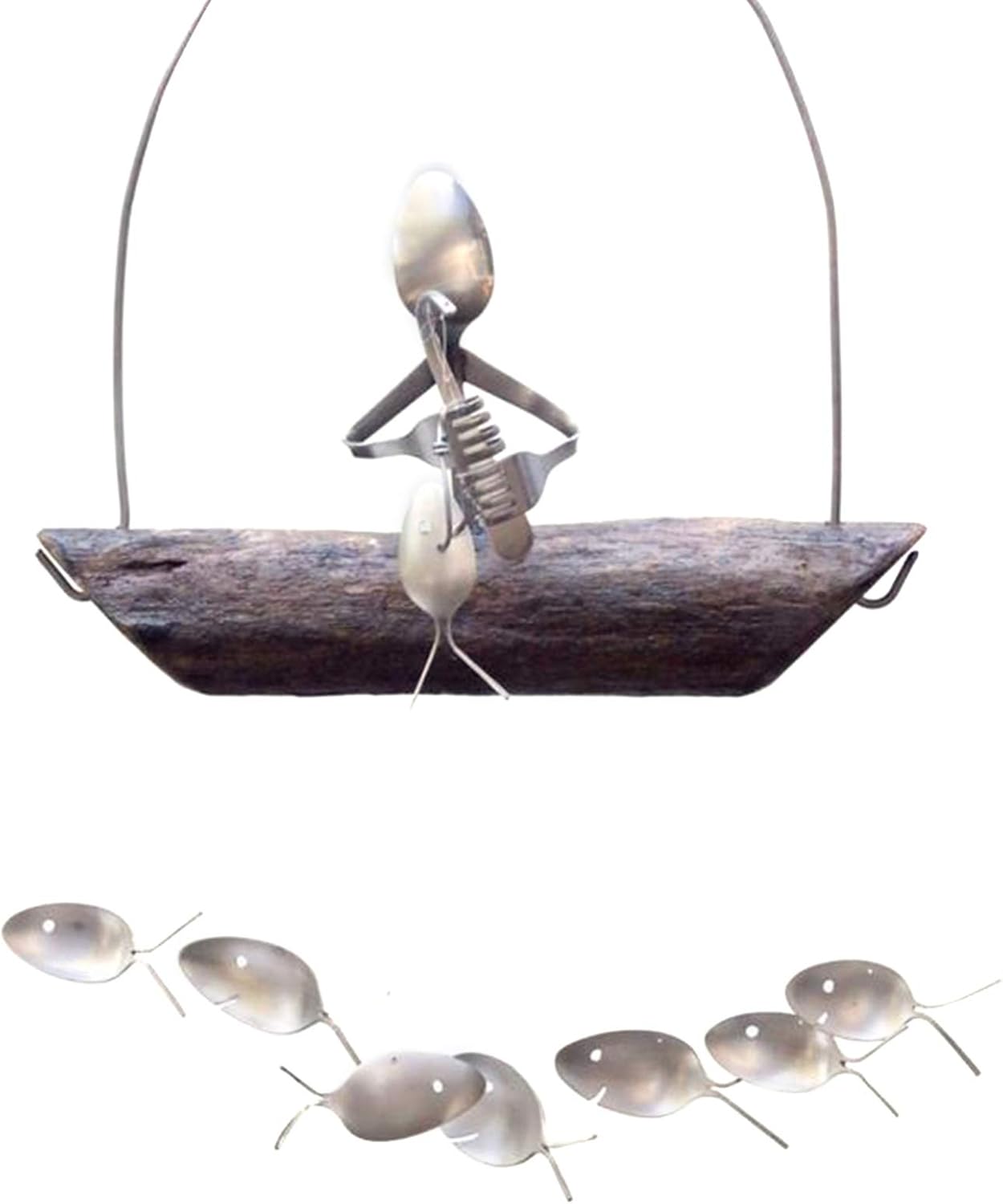 Wind Chime for Outside,Fishing Man Spoon Fish