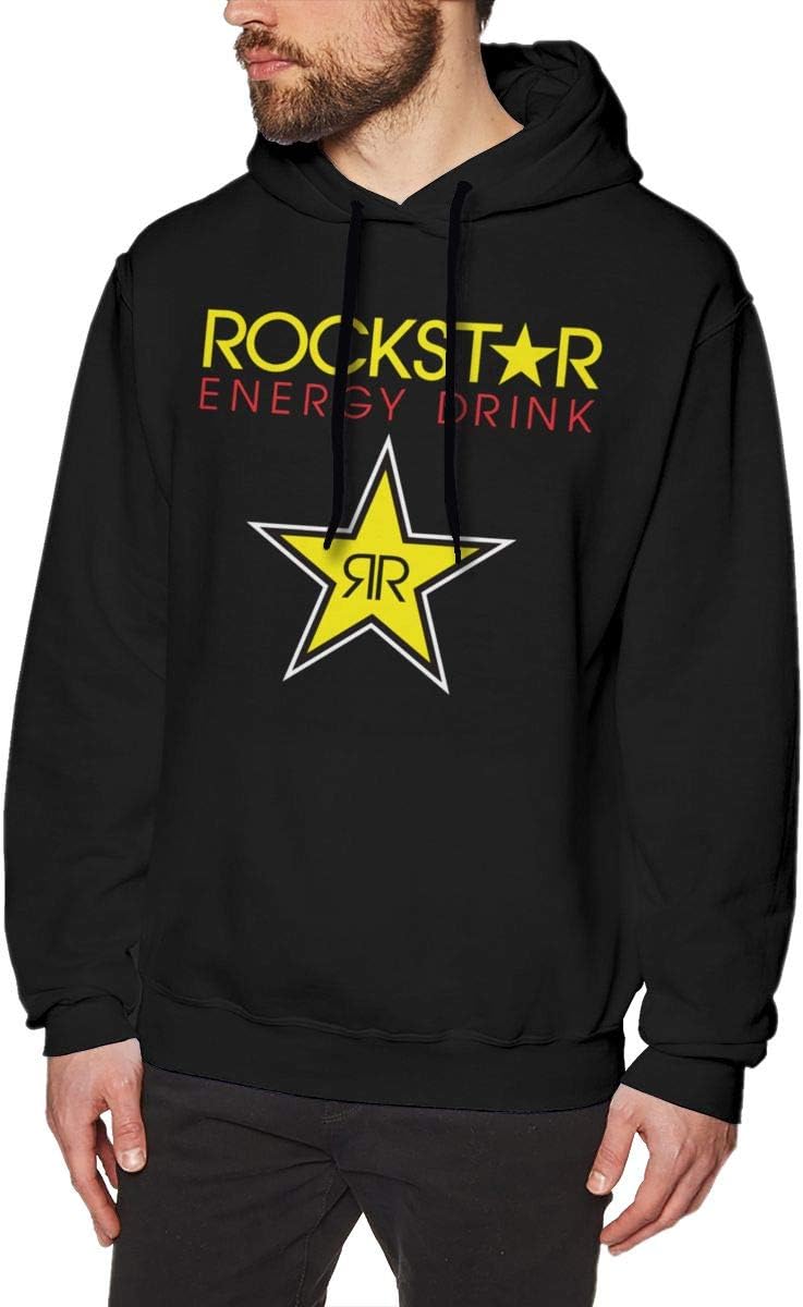 Buganda Men's Graphic Print with Rockstar Energy Drink Warm Hooded Sweatshirt