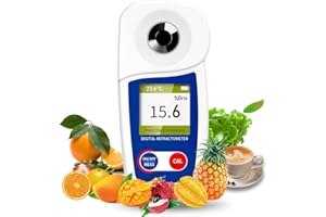 Digital Brix Refractometer Flagfront brix Meter Refractometer Automatic Temperature Compensation Brix Refractometer Range 0-55%，±0.1% Precision for Fruit Juice Coffee