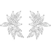 EAMTI Marquise Bridal Wedding Earrings for Women Cubic Zirconia Dangle Crystal Bridal Wedding Earrings 925 Sterling Post Dangle Earring for Bride Bridesmaid