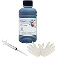Aomya Compatible Black Ink Refill Kit 250ml Dye Bulk Ink for Can Inkjet Printers Refillable Cartridge CISS CIS System (9 oz) with Syringe&Glove