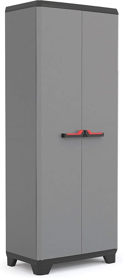 Keter Stilo Plastic Cabinet Charcoal 68 x 39 x 173 cm with 4 Shelves