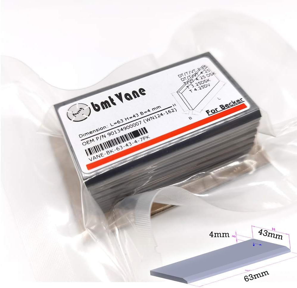 Carbon Pump Vane 7pcs Pm Kit For Becker Pump Dt3 25 T3 25 Vt3 25 Dt4 25 T4 25 Vt 4 25 T Vt 4 25dsk T 3 25dsk T 4 25dv 90134900007 Wn124 162 Dimension 63mm 43mm 4mm Amazon Com