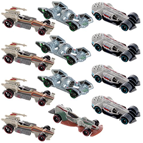 Hot Wheels Star Wars (12 Pack) Carship Toys for Kids Adults Die-Cast Cars Set Millennium Falcon & More
