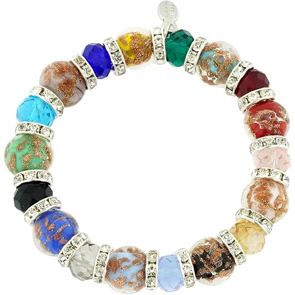 GlassOfVenice Bracciale Alessia In Vetro Di Murano Marrone Dorato: Artigianale Con Certificato