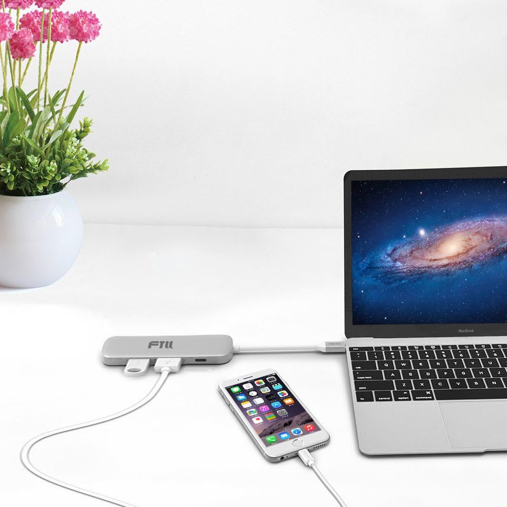 FTLL USB Type-C Hub for MacBook 12 and MacBook Pro Multi-Port Adapter with Type-C Charging Port, 4K HDMI (30Hz) Video Output, and 2 USB 3.0 Ports