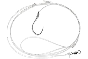 UNCLE MO'S SALTWATER TACKLE Uncle Mo’s Tackle - 1, 5 &10 Pack Options - Blackfish Tautog 1 Hook High Rig for Saltwater - Size 3/0 BKK Bait Hook Black - 60lb Heavy Duty Mono, Dropper Loop - Hand Tied