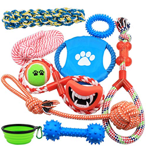 Gift Set 10 Pack Puppy Chew Rope Squeak Toy For Medium To Sm