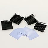 BNTECHGO 4 Pcs 40mm x 40mm x 11mm Black Aluminum Heatsink Cooling Fin + 4 Pcs 40mm x 40mm x 0.5mm Silicone Based Thermal Pad
