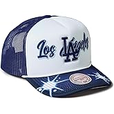 Mitchell & Ness LA Los Angeles Dodgers Airbrush Foam Front Trucker Cap, Adjustable Hat Royal Blue