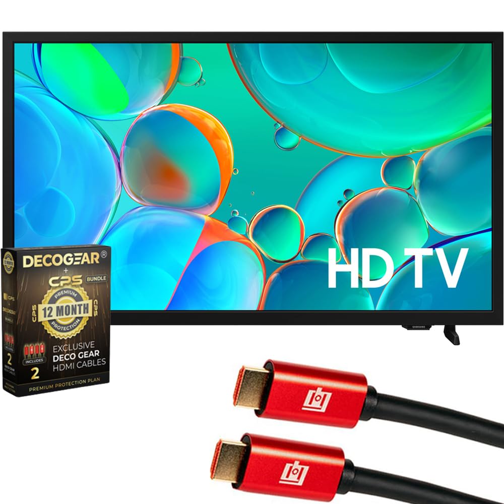 Samsung 32 inch HD H5000F 720P Smart TV (2025) CPS Exclusive 1-Year Protection, 2X HDMI Cables & Deco Gear Complete Home Theater Beginner's Guidebook