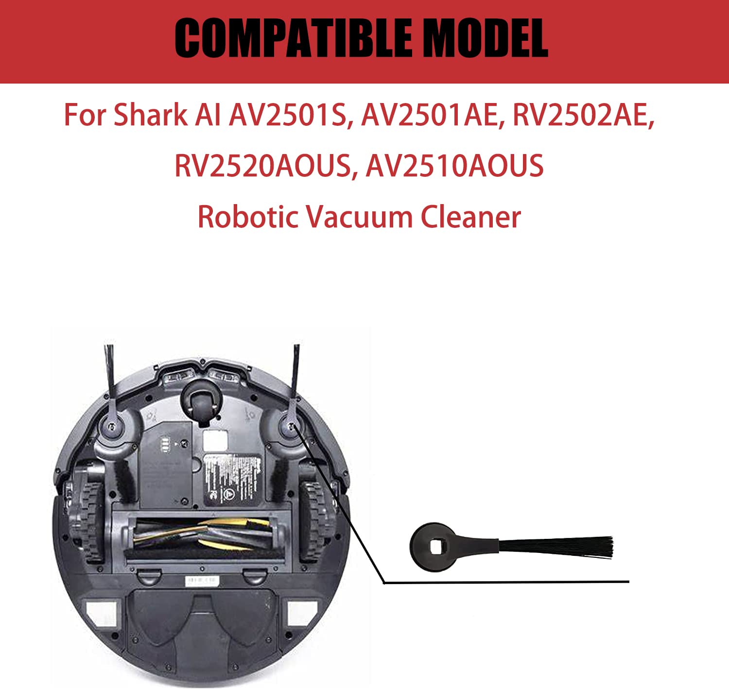 Side Brush for Shark AI AV2501S, AV2501AE, RV2502AE, RV2520AOUS, AV2510AOUS Robotic Vacuum Cleaner Replacement Parts - 4 Pack