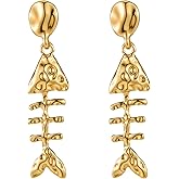 RAUCHBE Gold Fish Hoop Earrings for Women Summer Beach Earrings Vacation Jewelry for Tropical