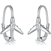 YAFEINI Airplane Earrings 925 Sterling Silver Lever Back Airplane Earrings Jewelry for Women