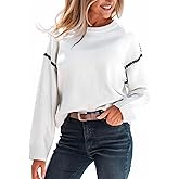 CUPSHE Women Oversized Sweater Drop Shoulder Contrast Long Sleeve Knit Top Casual Lightweight Pullover Fall Sweaters