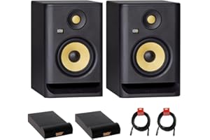 KELLARDS KRK ROKIT 5 G4 5" 2-Way Active Studio Monitor (Pair) Bundle with 2X Auray IP-S Isolation Pad and 2X XLR Cable