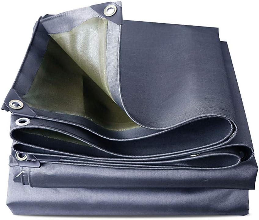 Outdoor Waterproof Canvas Tarpaulin Covers With Reinforced Edge And Grommets Great For Truck Camping Patio Sunshade Grey/Green Tarp, 3x3/3x4m (Size : 3mx3m)