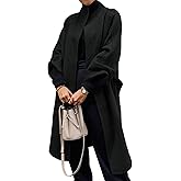 Cicy Bell Womens Long Pea Coats Oversized Wrap Wool Blend Trench Coats Winter Open Front Cardigan Overcoats