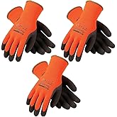 3 Pack Powergrab 41-1400 Thermal Hi-Vis Orange/Black Cold Condition Work Gloves (Medium)