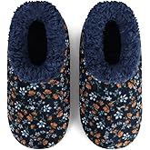 Snoozies Corduroy Slippers for Women with Memory Foam Insole, Sherpa-Lined Slipper Socks for Women Non-Skid