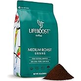 Lifeboost Medium Roast Low Acid Ground Coffee, Certified Organic, 12oz | Third Party Tested for Mycotoxins, Mold &amp; Pesticides, Non-GMO, Single Origin, Stomach Friendly