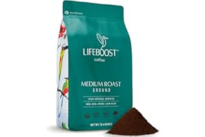 Lifeboost Coffee Ground Medium Roast Coffee - Low Acid Single Origin USDA Organic Coffee - Non-GMO Ground Coffee Third Party Tested For Mycotoxins & Pesticides - 12 Ounces