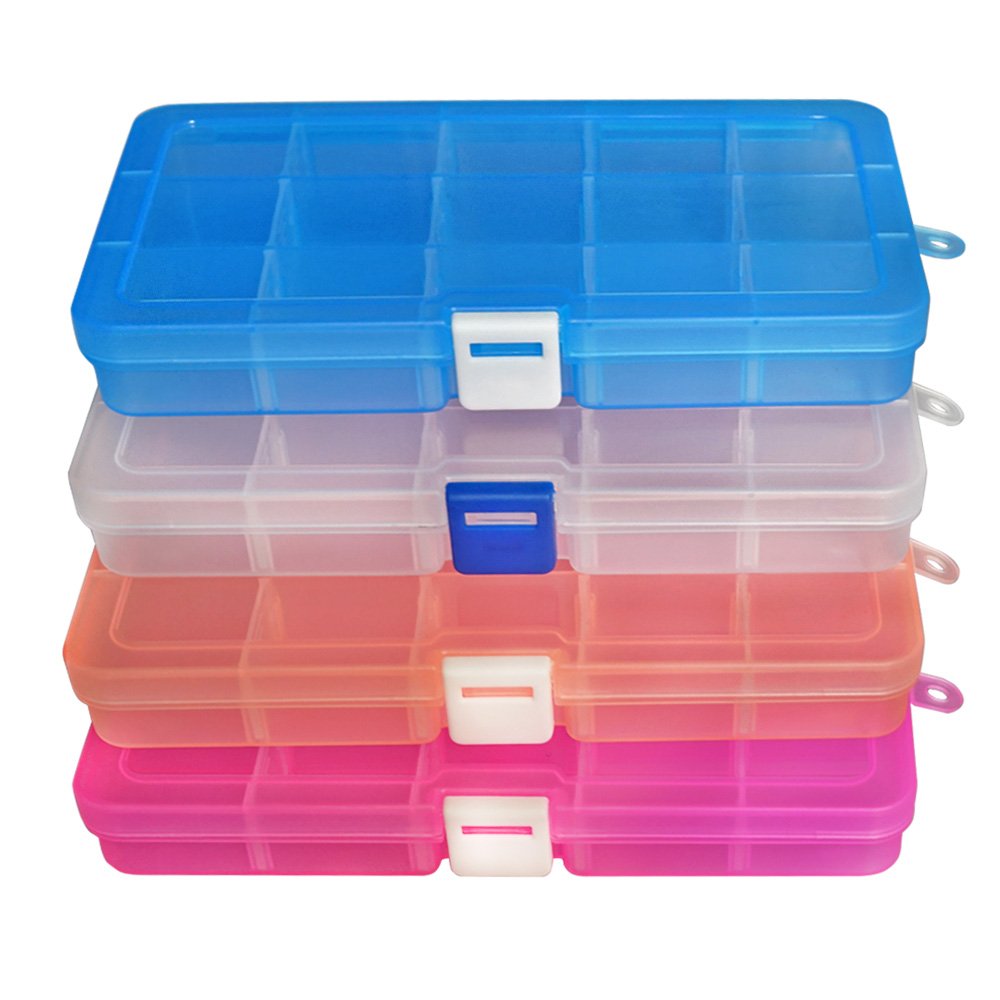 DUOFIRE Plastic Organizer Container Storage Box Adjustable Divider