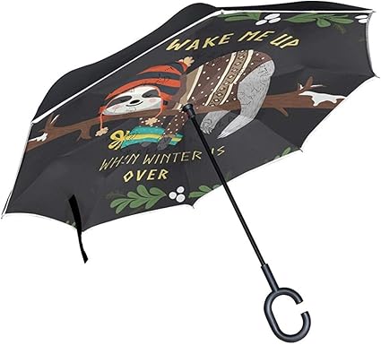 Citation Paresseux Dormant Sur Le Parasol Inverse De L Arbre Grand Parapluie Reversible De Voiture De Pluie Exterieure A Double Couche Amazon Fr Bagages