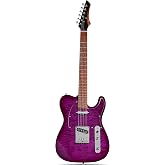Leo Jaymz TL Electric Guitar - Flame Maple Top, Mahogany Body, Maple Neck - Alnico V Pickups, Locking Tuners - Solid Choice for Beginners &amp; Intermediate Players (Purple Ocean)
