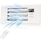 VIVOHOME 4'' x 12'' Opening Register Booster Fan with Adjustable Wind Direction Louver, Smart Intelligent Thermostat & 10-Speed Remote Control - 13.8" x 5.5" Vent Cover for Room, Floor, Wall - White
