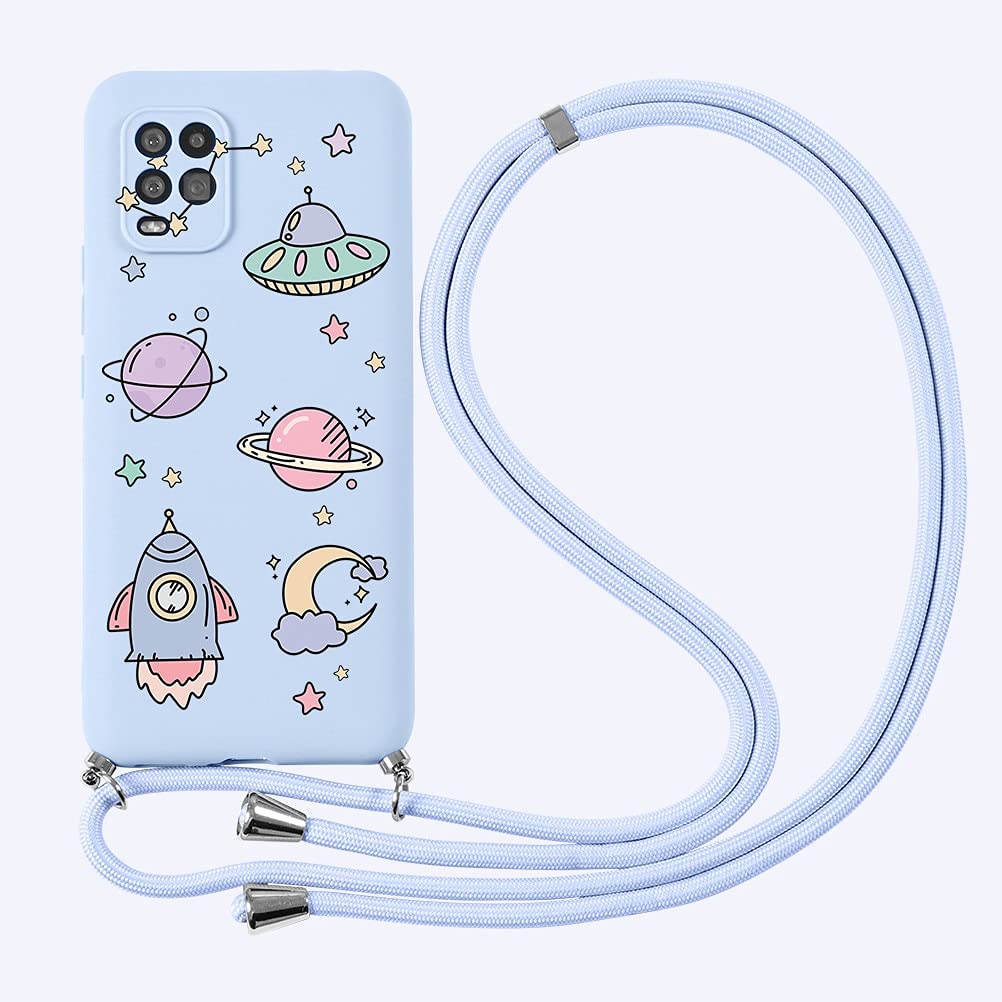 Yoedge Phone Cases for Xiaomi Mi Note 10/Mi Note 10 Pro 6.47 inch Case, Matte Print Silicone Lanyard Neck Strap Adjustable Necklace Protective Back Cover Phone Bag for Xiaomi Note10Pro/10, 01